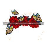 Red Roses Butterflies  Flowers Headpiece Headband JPG PNG  Clipart Cricut Silhouette Cut Cutting