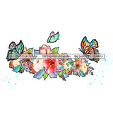 Butterflies Pink And White  Flowers Headpiece Headband JPG PNG  Clipart Cricut Silhouette Cut Cutting