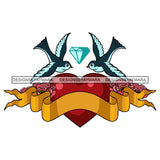 Wedding Birds Flying Wings Ribbon Heart Diamond Love Relationship SVG PNG JPG Cut Files For Silhouette Cricut and More!