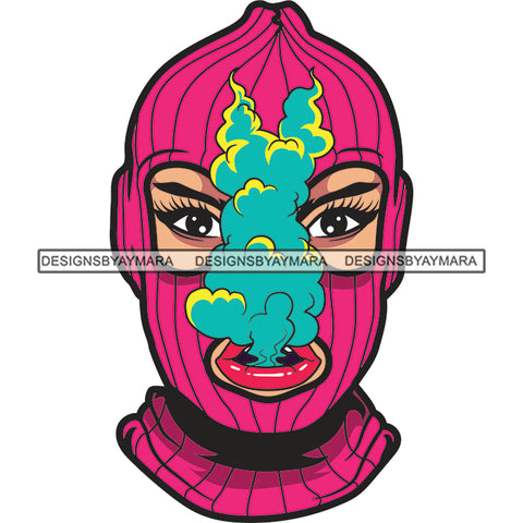 Woman Wearing Ski Mask Gangster Gangsta Smoking Smoke SVG PNG JPG Cut Files For Silhouette Cricut and More!