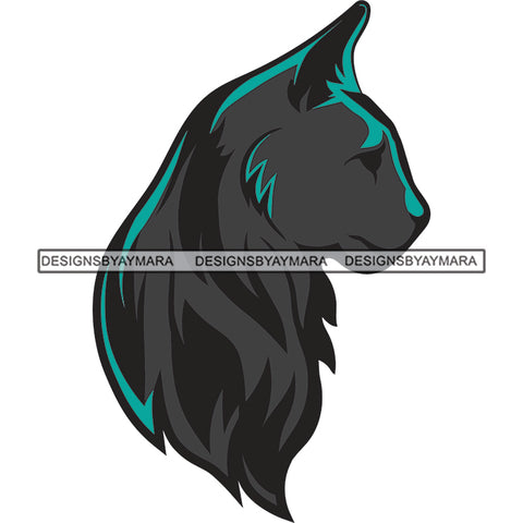 Black Green Cat Feline Mascot Mammal Domestic Animal SVG PNG JPG Cut Files For Silhouette Cricut and More!