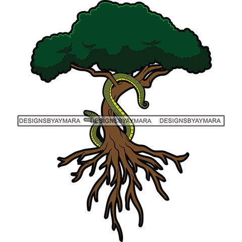 Life Tree Serpent Satan Nature Green Roots Trunk Leaves SVG PNG JPG Cut Files For Silhouette Cricut and More!