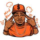 Mind Blown Quote Black Man Gangster Cab Hat Money Sign Vector Ghetto Boy Hustler Design Element Afro Woman Wearing Cap White Background SVG JPG PNG Vector Clipart Cricut Cutting Files