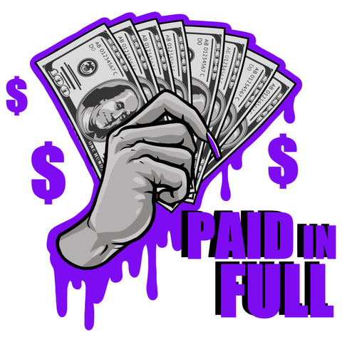 Paid In Full Quote Woman Hand Holding Cash Money Long Nail Vector Color Dripping White Background SVG JPG PNG Vector Clipart Cricut Cutting Files