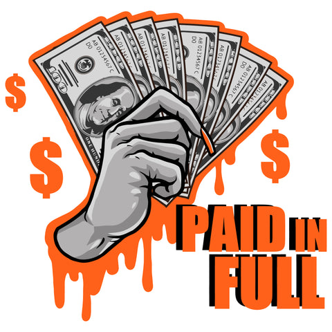 Paid In Full Color Quote Woman Hand Holding Cash Money Long Nail Vector Color Dripping White Background SVG JPG PNG Vector Clipart Cricut Cutting Files