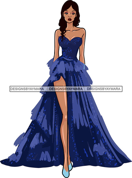 Model Fashion Woman Posing Fancy Gown Dress Vogue Goddess Glamour Trendy Clothing Wavy Hair Style SVG Cutting Files For Silhouette Cricut More