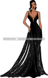 Afro Black Model Fashion Woman Posing Fancy Gown Dress Vogue Goddess Glamour Trendy Clothing Up Do Hair Style SVG Cutting Files For Silhouette Cricut More
