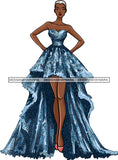Afro Black Model Fashion Woman Posing Fancy Gown Dress Vogue Goddess Glamour Trendy Clothing Short Hair Style SVG Cutting Files For Silhouette Cricut More