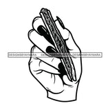 Woman Hand Holding Marijuana Joint Blunt Weed Cannabis 420 Medical Marijuana Pot High Life B/W SVG JPG PNG Vector Clipart Digital Download Cricut Cut Cutting