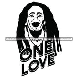 Afro Man Portrait Cannabis 420 Hemp Marijuana Dreadlocks Hairstyle B/W SVG JPG PNG Vector Clipart Cricut Silhouette Cut Cutting