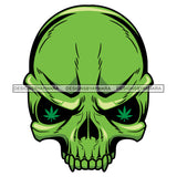 Green Skull Marijuana Leaves Eyes Cannabis Recreational Medicinal Drug SVG JPG PNG Vector Clipart Cricut Silhouette Cut Cutting
