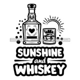 Whiskey Bottle Glasses Ice Hard Liquor Life Quotes Funny Messages Alcohol Celebrate B/W SVG JPG PNG Vector Clipart  Cricut Cut Cutting