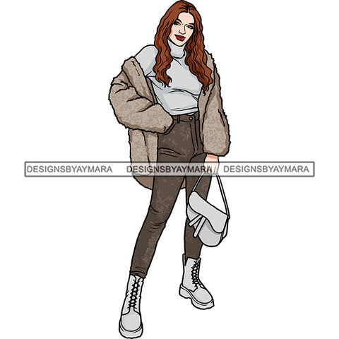 Winter Fall Fashion Woman Model Casual Clothing Outfit Cold Weather Jacket Coat Sweater Autumn SVG JPG PNG Clipart Cricut Silhouette Cut Cutting