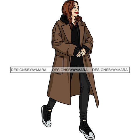 Winter Fall Fashion Woman Model Casual Clothing Outfit Cold Weather Jacket Coat Sweater Autumn SVG JPG PNG Clipart Cricut Silhouette Cut Cutting