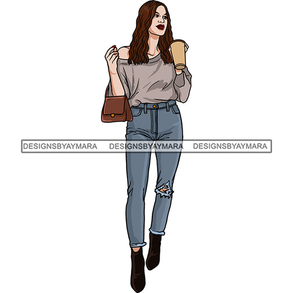 Winter Fall Fashion Woman Model Casual Clothing Outfit Cold Weather Jacket Coat Sweater Autumn SVG JPG PNG Clipart Cricut Silhouette Cut Cutting