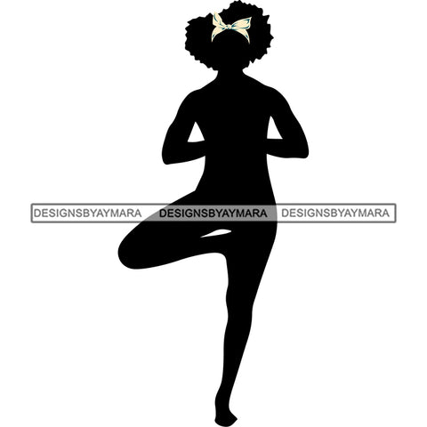 Afro Woman Silhouette Doing Yoga Meditating Relax Meditate .SVG Cutting Files For Silhouette Cricut and More!