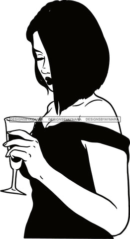 Woman Drinking Wine Relax Chilling Free Stress Feeling Fine Like a Red Wine Alcohol Drinker SVG Cutting Files For Silhouette Cricut and More!