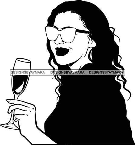 Woman Drinking Wine Relax Chilling Free Stress Feeling Fine Like a Red Wine Alcohol Drinker SVG Cutting Files For Silhouette Cricut and More!
