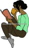 Woman Reading A Book Education Smart Classy Lady Drinking Coffee Wine .SVG Cutting Files For Silhouette Cricut and More!
