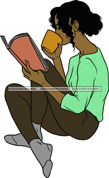 Woman Reading A Book Education Smart Classy Lady Drinking Coffee Wine .SVG Cutting Files For Silhouette Cricut and More!