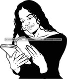 Woman Reading A Book Education Smart Classy Lady Drinking Coffee Wine .SVG Cutting Files For Silhouette Cricut and More!