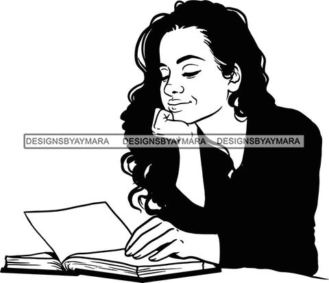 Woman Reading A Book Education Smart Classy Lady Drinking Coffee Wine .SVG Cutting Files For Silhouette Cricut and More!