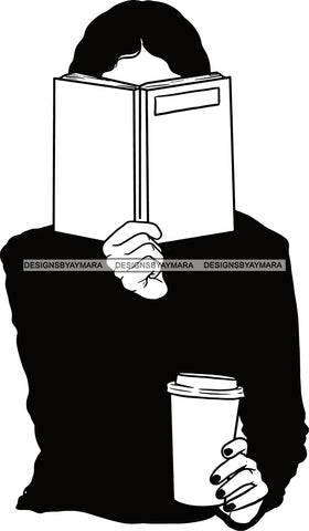 Woman Reading A Book Education Smart Classy Lady Drinking Coffee Wine .SVG Cutting Files For Silhouette Cricut and More!