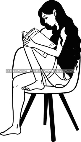 Woman Reading A Book Education Smart Classy Lady Drinking Coffee Wine .SVG Cutting Files For Silhouette Cricut and More!