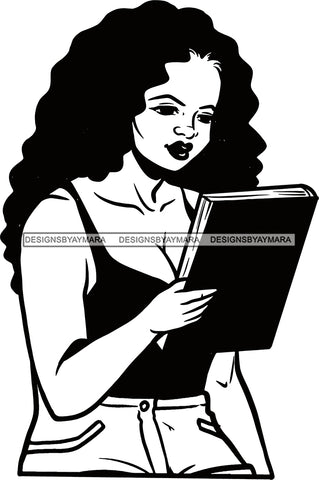 Woman Reading A Book Education Smart Classy Lady Drinking Coffee Wine .SVG Cutting Files For Silhouette Cricut and More!