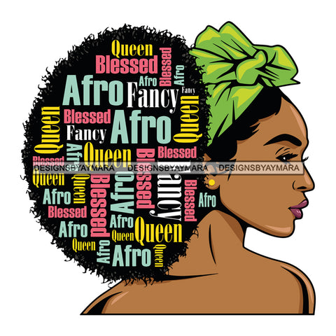 Afro Diva  Life Quotes Queen Blessed Fancy Bow Black Woman  Profile SVG Cutting Files For Silhouette Cricut