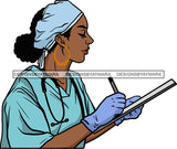 Afro Lola Nurse Doctor Save Life Hero Medical Occupation Bamboo Earrings Surgical Gown SVG Cutting Files For Silhouette Cricut