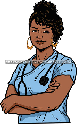 Afro Lola Nurse Doctor Save Life Hero Medical Occupation Bamboo Earrings  SVG Cutting Files For Silhouette Cricut