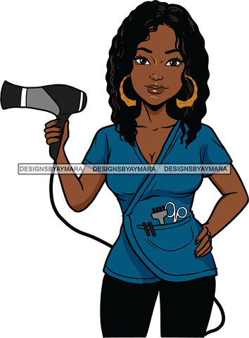 Afro Woman Hair Stylist Beauty Salon Hair Dresser Cosmetic Combs Curly Hair Style SVG Cutting Files For Silhouette and Cricut