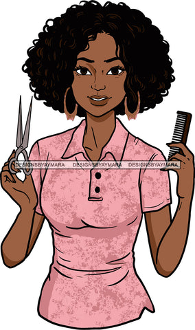 Afro Woman Hair Stylist Beauty Salon Hair Dresser Cosmetic Combs Afro Hair Style SVG Cutting Files For Silhouette and Cricut