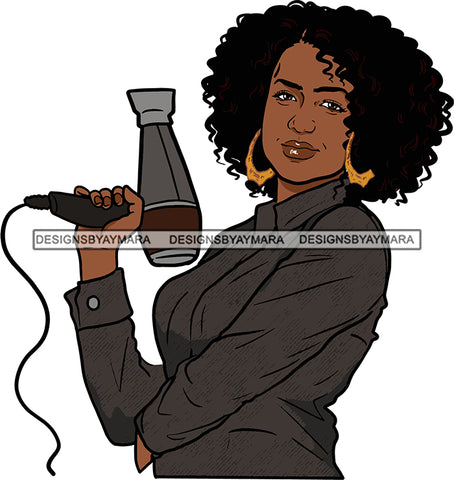 Afro Woman Hair Stylist Beauty Salon Hair Dresser Cosmetic Combs Afro Hair Style SVG Cutting Files For Silhouette and Cricut