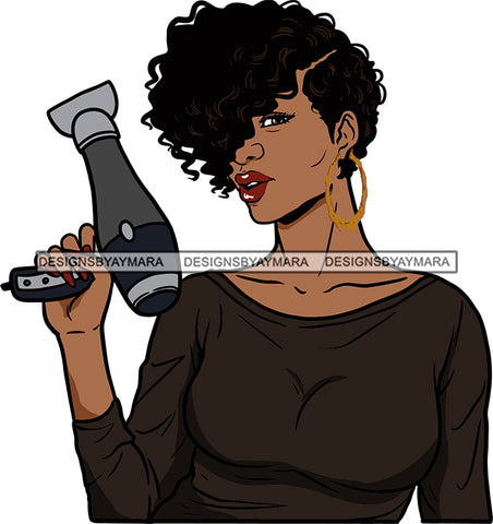 Afro Woman Hair Stylist Beauty Salon Hair Dresser Cosmetic Combs Curly Hair Style SVG Cutting Files For Silhouette and Cricut