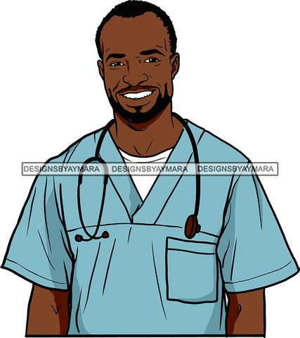 Afro Doctor Nurse Hero Medical Occupation Black African Model Male Strength Men Power Healthy  SVG Cutting Files For Silhouhette Cricut