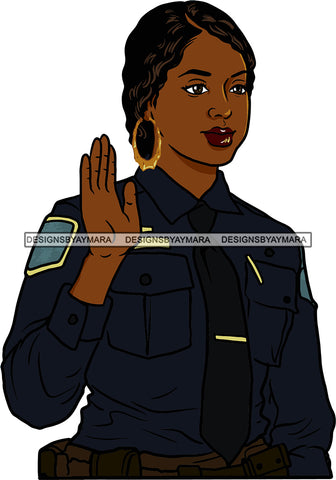 Black Woman Afro Police Officer Boss Lady Holster Portrait Strong Sexy Woman Bamboo Hoop Earrings SVG Cutting Files For Silhouette  Cricut