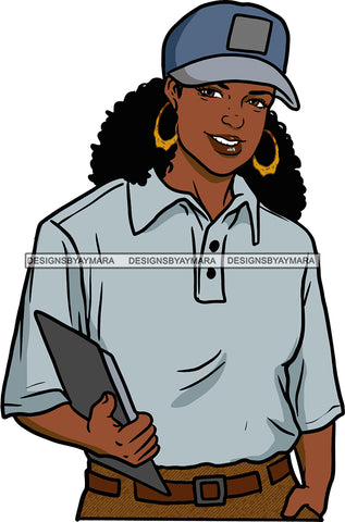 Afro Black Woman  Mail Post Office Postal Courier Business Service Parcel Worker Bamboo Hoop Earrings SVG Cutting Files For Silhouette and Cricut