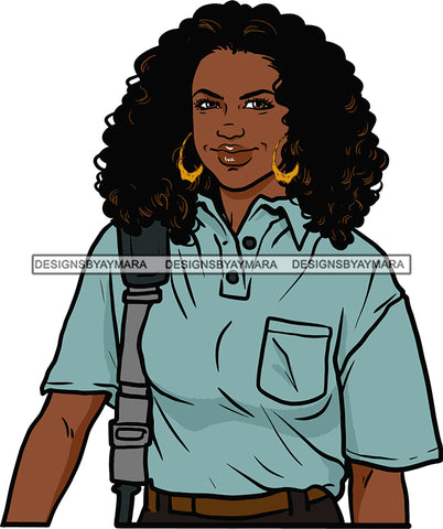 Afro Black Woman  Mail Post Office Postal Courier Business Service Parcel Worker Bamboo Hoop Earrings SVG Cutting Files For Silhouette and Cricut