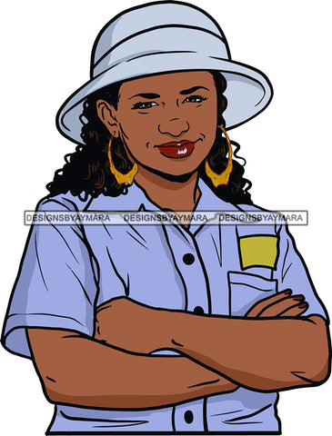 Afro Black Woman  Mail Post Office Postal Courier Business Service Parcel Worker Bamboo Hoop Earrings SVG Cutting Files For Silhouette and Cricut