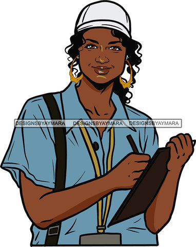 Afro Black Woman  Mail Post Office Postal Courier Business Service Parcel Worker Bamboo Hoop Earrings SVG Cutting Files For Silhouette and Cricut
