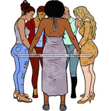 Afro Black White Women Praying God Togetherness Religious Unity Faith  SVG Cutting Files For Silhouette Cricut