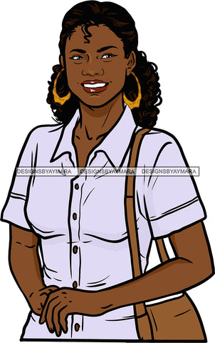 Afro Black Woman  Mail Post Office Postal Courier Business Service Parcel Worker Bamboo Hoop Earrings SVG Cutting Files For Silhouette and Cricut