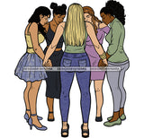Afro Black White Women Praying God Togetherness Religious Unity Faith  SVG Cutting Files For Silhouette Cricut