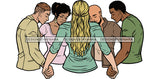 Afro Black White Women Men Praying God Togetherness Religious Unity Faith  SVG Cutting Files For Silhouette Cricut