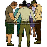 Afro Black White Men Praying God Togetherness Religious Unity Faith  SVG Cutting Files For Silhouette Cricut