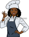 Afro Chef Woman Toque Hat Bamboo Earrings Wink Culinary Gourmet Food Occupation Afro Hair Style  SVG Cutting Files For Silhouette Cricut and More