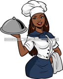 Afro  Sexy Chef Woman Toque Hat Bamboo Earrings Culinary Gourmet Food Occupation Dreadlocks Hair Style SVG Cutting Files For Silhouette Cricut and More
