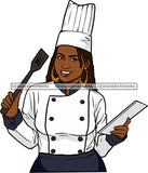 Afro Chef Woman Toque Hat Utensils Bamboo Earrings Culinary Gourmet Food Occupation Curly Hair Style SVG Cutting Files For Silhouette Cricut and More